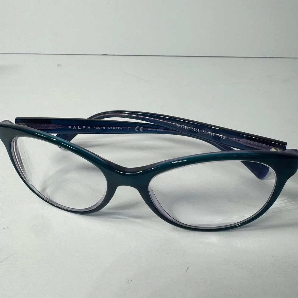 Ralph‎ Lauren RA7094 Teal Purple Cat Eye Eyeglasses Frames 54-17-145 with Case